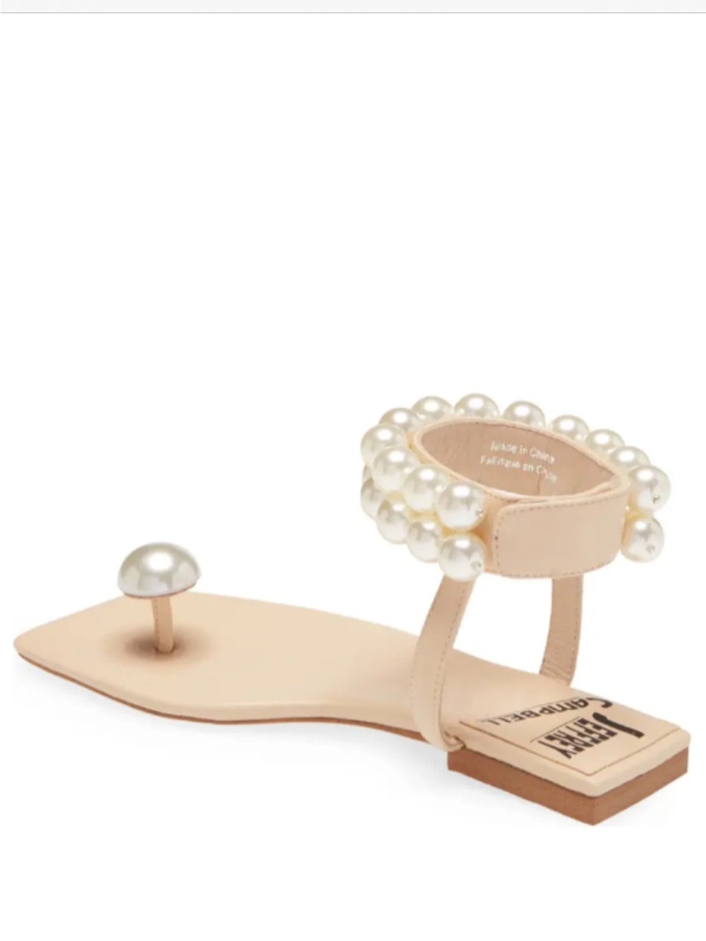 Jeffrey Campbell Pearl-Trim Nude Toe-Ring Sandal